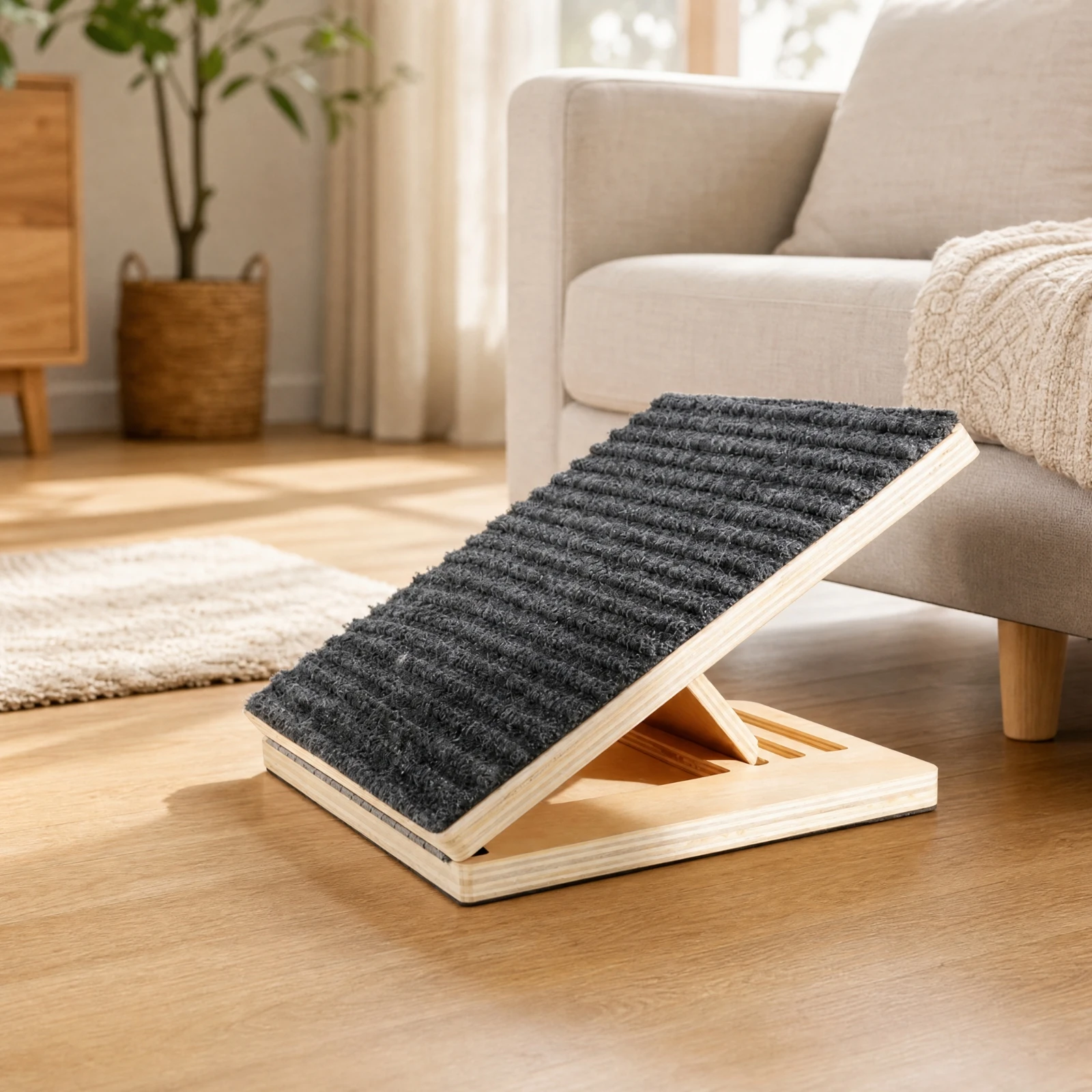 Foldable Wooden Pet Ramp with Triangular Support Space-Saving Pet Ramp with Non-Slip Surface Gentle Slope Stable for Small Dogs