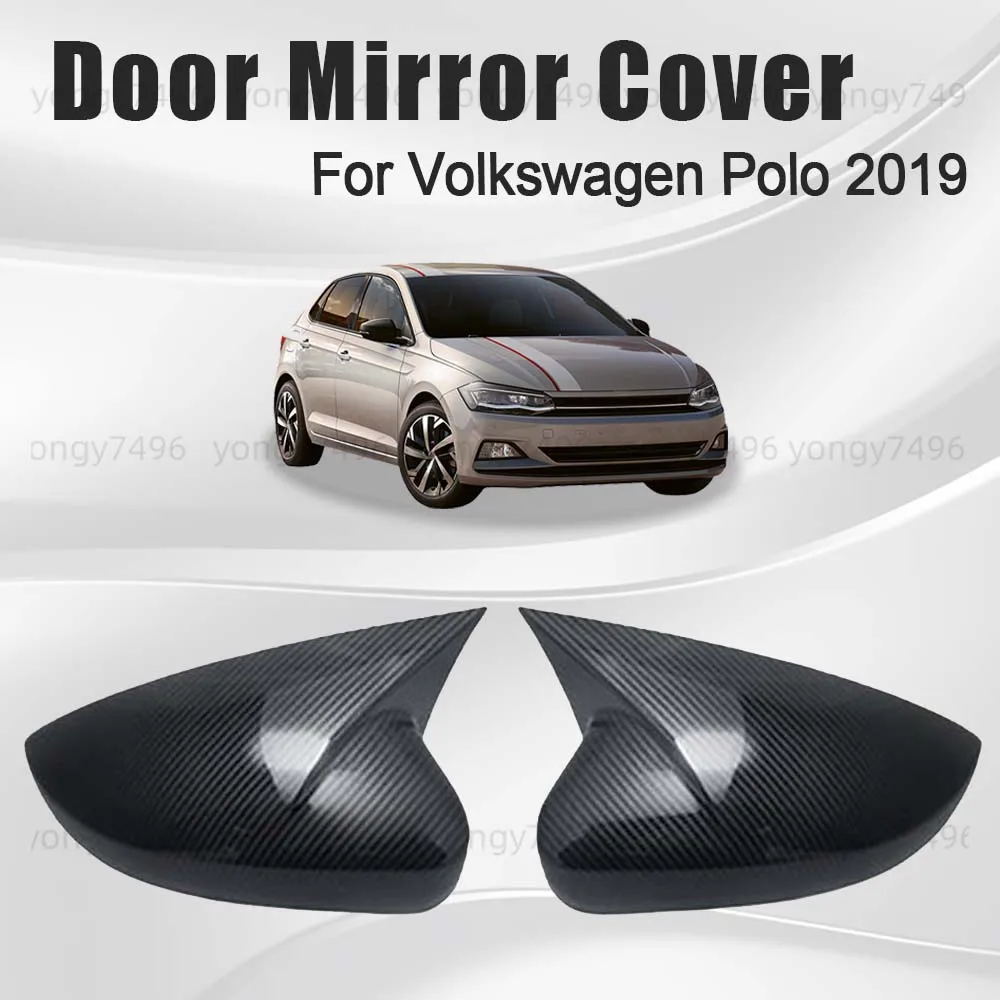 

Обновленная крышка зеркала автомобиля для Volkswagen Polo 2019, автомобильные аксессуары заднего вида, очаровательные черные декоративные наклейки из углеродного волокна