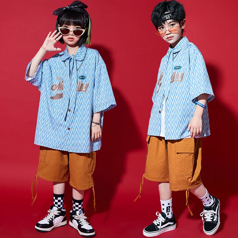 Children Fashion Abstract Pattern Set, Street Dance, Hip-Hop Fashion Show, Performance Costume, Kids Jazz Dance