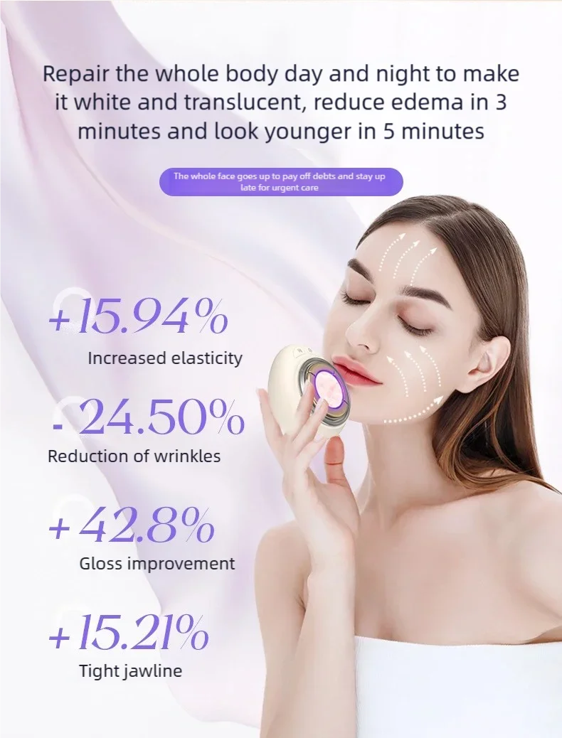 Machine de Lifting du visage EMS, masseur ferme pour la peau du visage à microcourant, 4 clour LED 42 ℃   Outil de dispositif de beauté du visage pour rajeunissement photonique