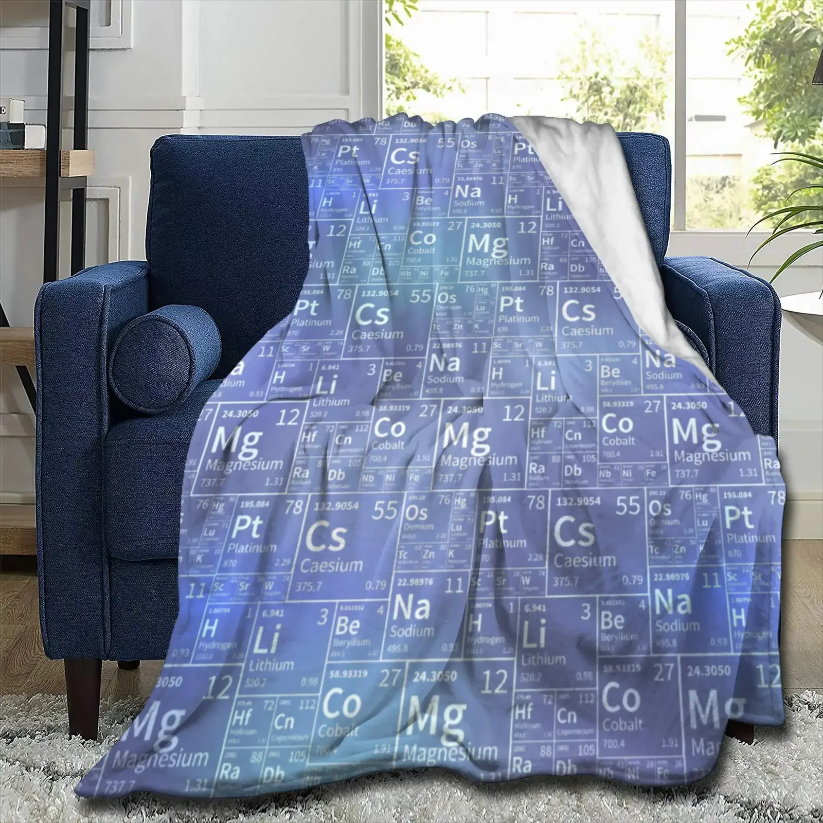 Periodic Table of Elements Science Blanket Flannel Throw  Ultra Soft Lightweight for Bed Living Room All-Season Chemistry