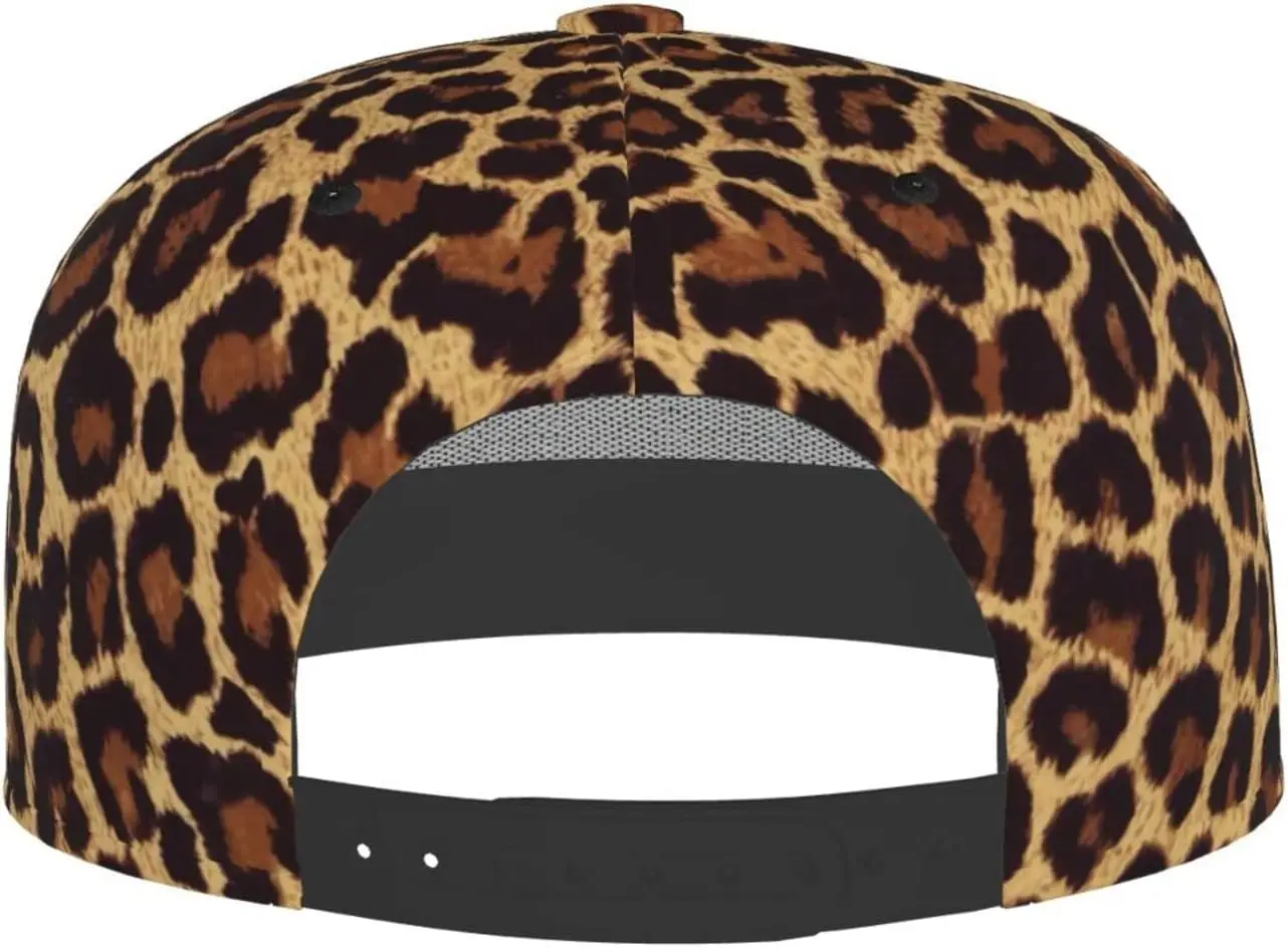 Cool Cheetah Leopard Flat Bill Hat, Unisex Snapback Baseball Cap Hip Hop Style Flat Visor Blank Adjustable