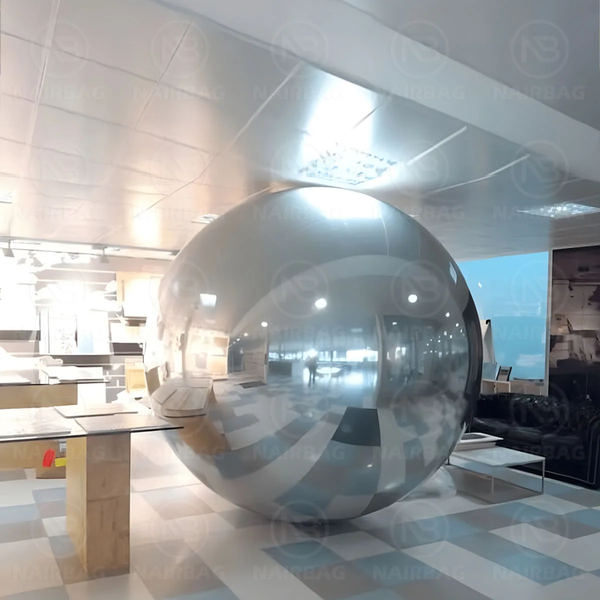 Blauwe Ballen Opblaasbare Spiegel Ballon PVC Reflecteren Giant Bubble Sphere Party Decor Grote Glanzende Ballen Opblazen Spiegel Kerstbal