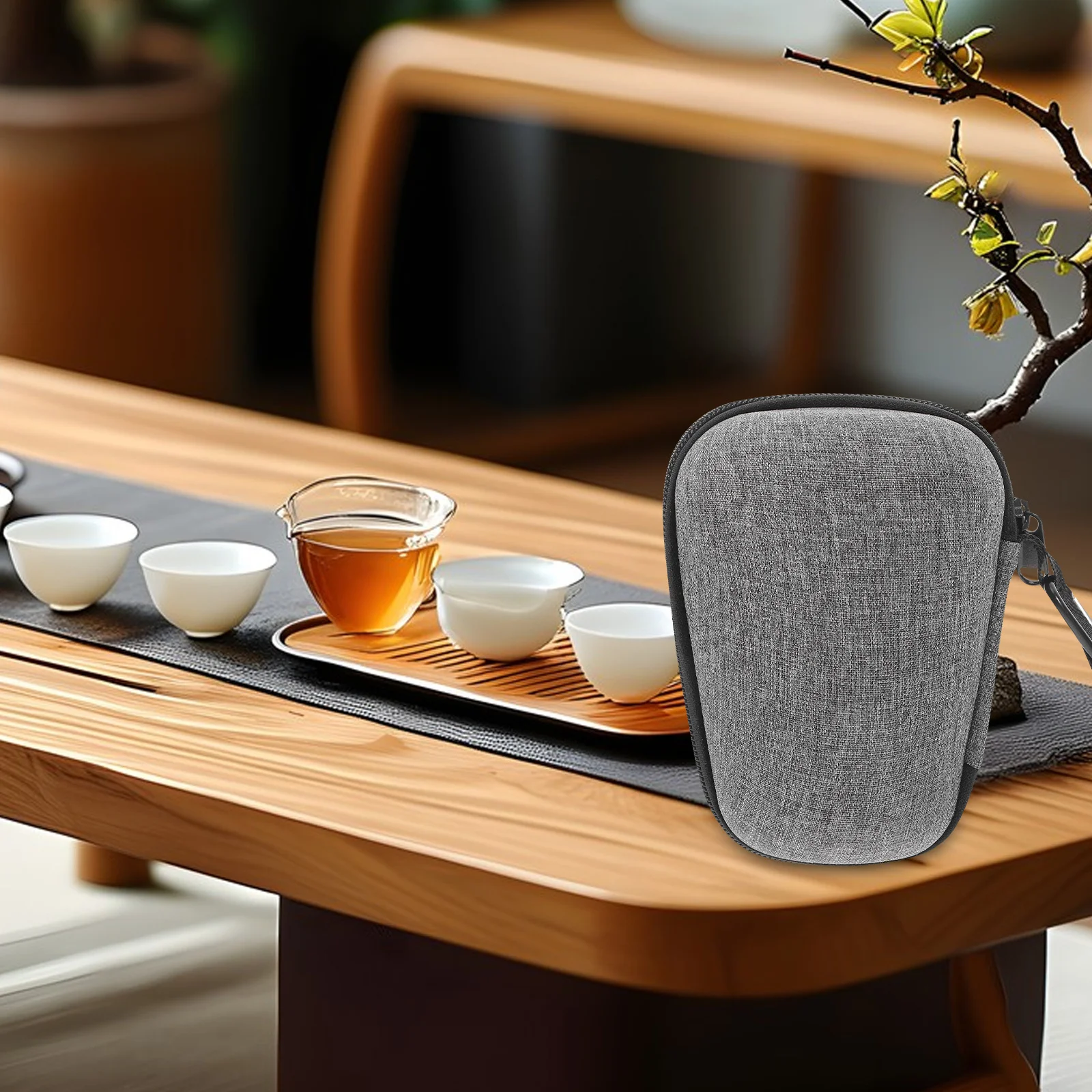 

Cotton Linen Tea Set Storage Bag Zipper Portable Compact Breathable Organizer Pouch for Tea Accessories Home Travel Use