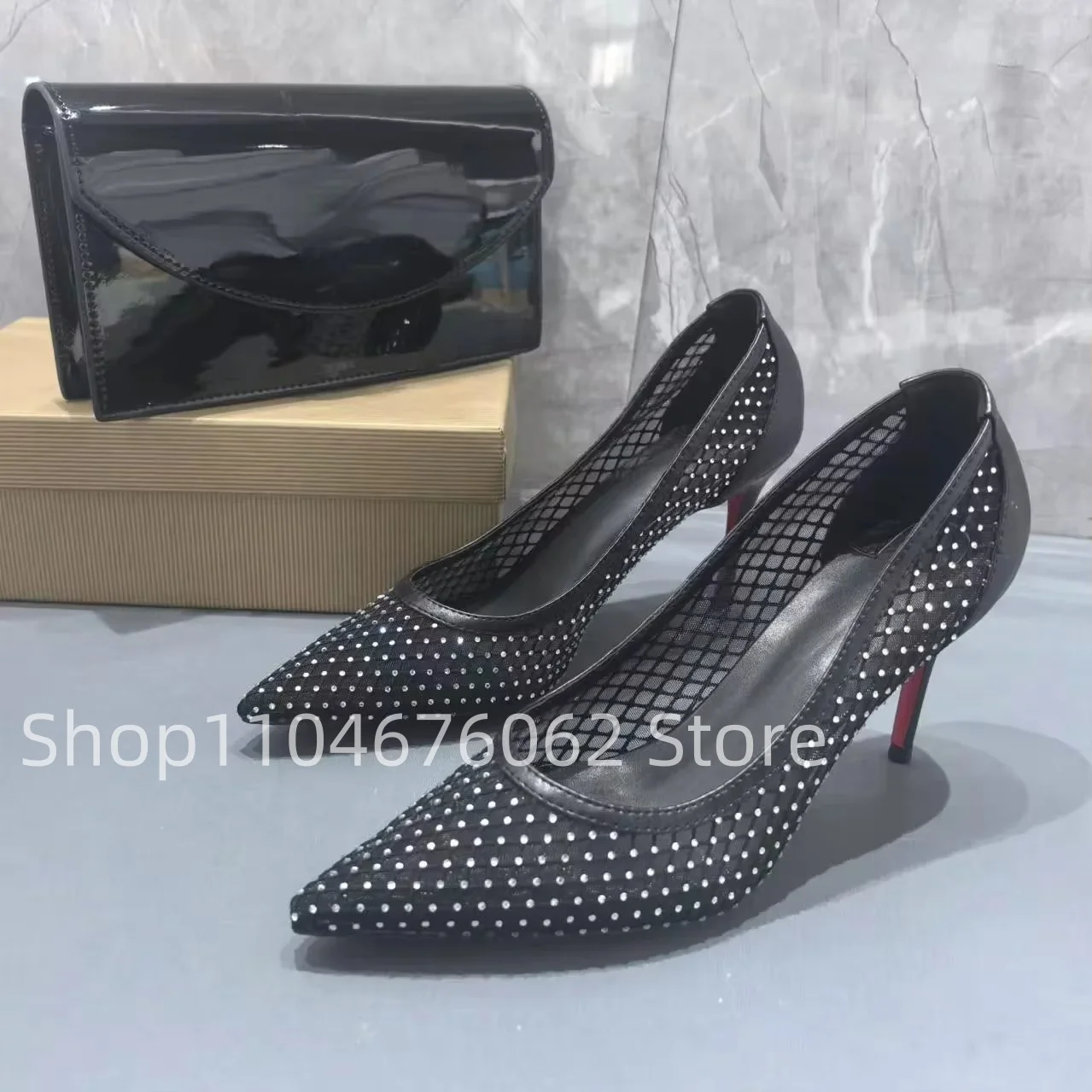 

Pointy Toe Thin With Sexy Elegant Solid Color Women Mesh High Heels Classic Design Office Spring 2025 New Women's Single Shoes
