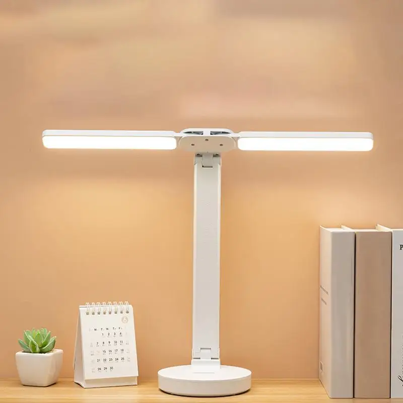 LED Desk Lamp Cordless Foldable Tabletop LED Lamp Double Light Source 3 Lighting Modes Rechargeable Bedside Light For Studying