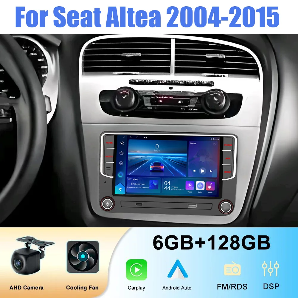 

7"6-128GB Car Radio For Seat Altea 2004-2015 Wireless Apple Carplay Android Auto Head Unit FM GPS Navi BT