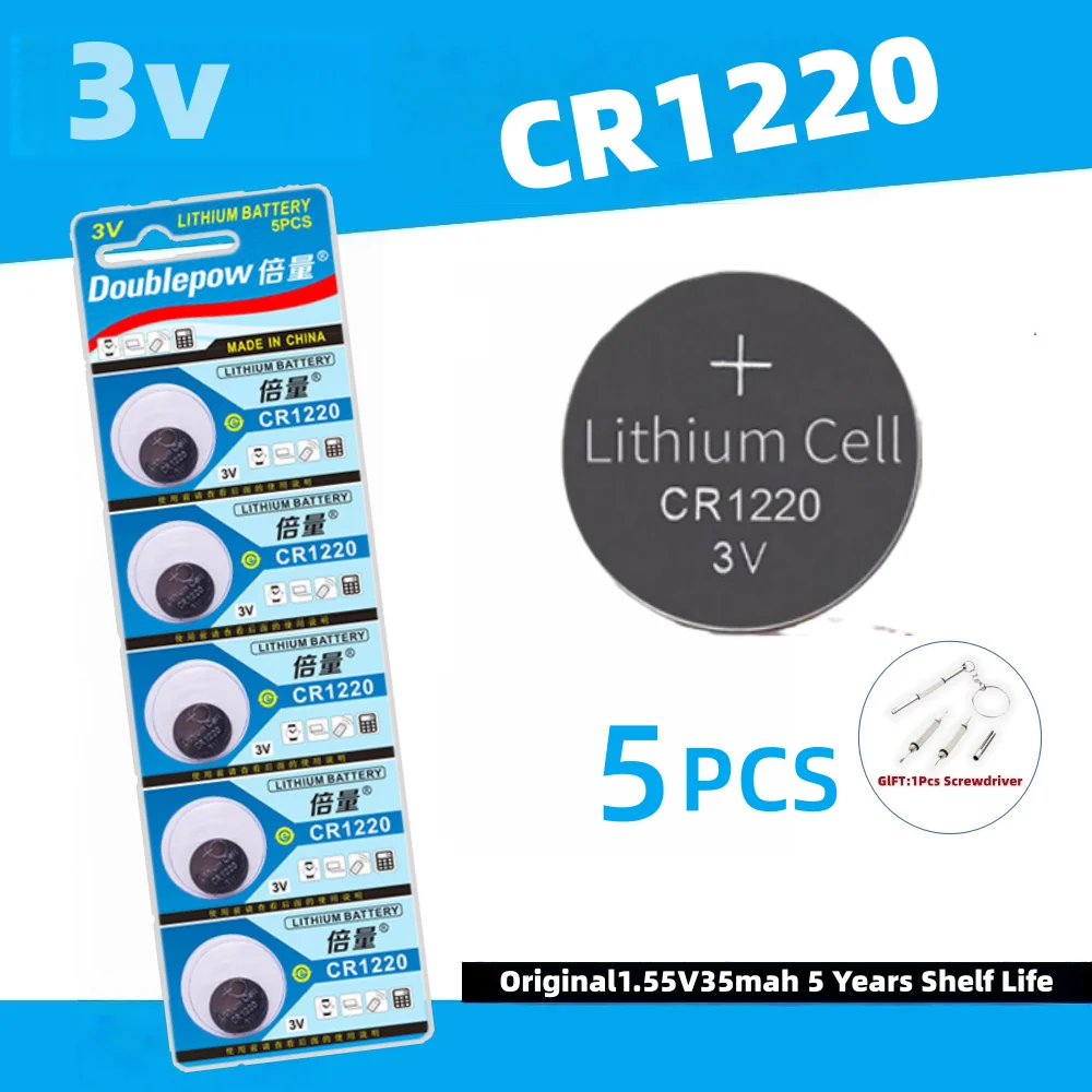 Doublepow CR1220  Lithium Batteries For Toys Clock Watch Remote Control DL1220 BR1220 CR1220-1W LM1220 5012LC Button Coin Cell