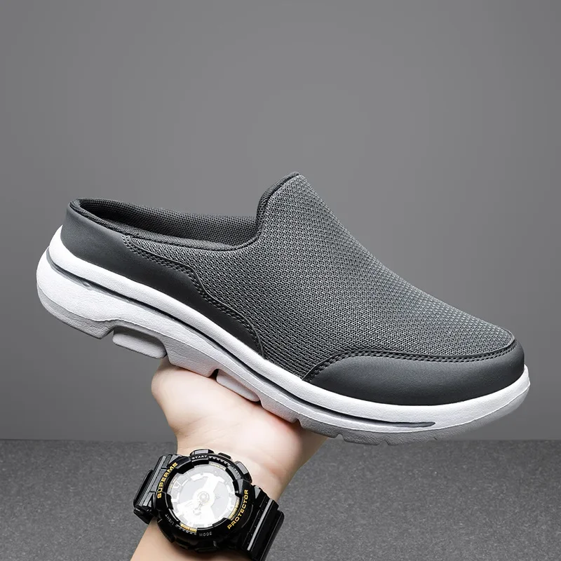 Large Size Men Slippers Casual Shoes Men Breathable Home Slippers Winter Plush Half Slipper Flats Loafers Winter Male Slippers