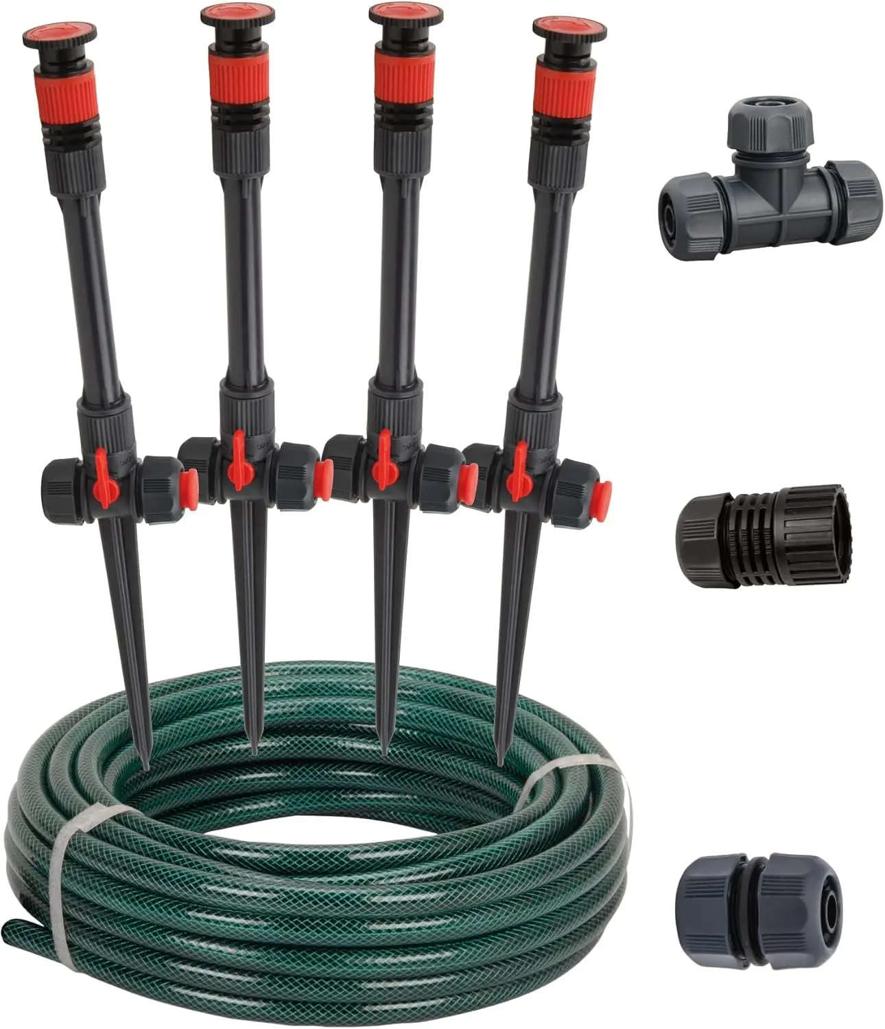 

Multi-Adjustable Above Ground Garden Sprinkler System with Hose, DIY Plant Watering Set for Lawns and Beds
