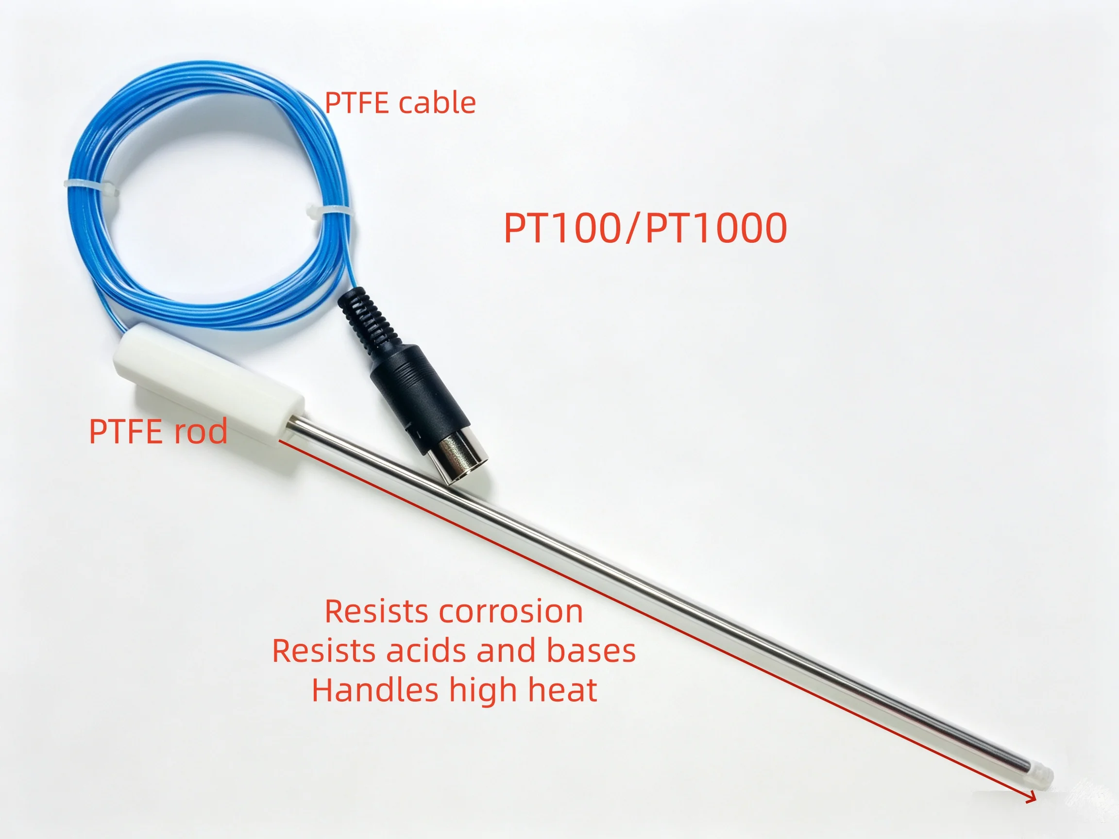 Corrosion-Resistant Acid/Base-Resistant Magnetic Stirrer Temperature Sensor PT100/PT1000 Thermocouple for Lab Equipment