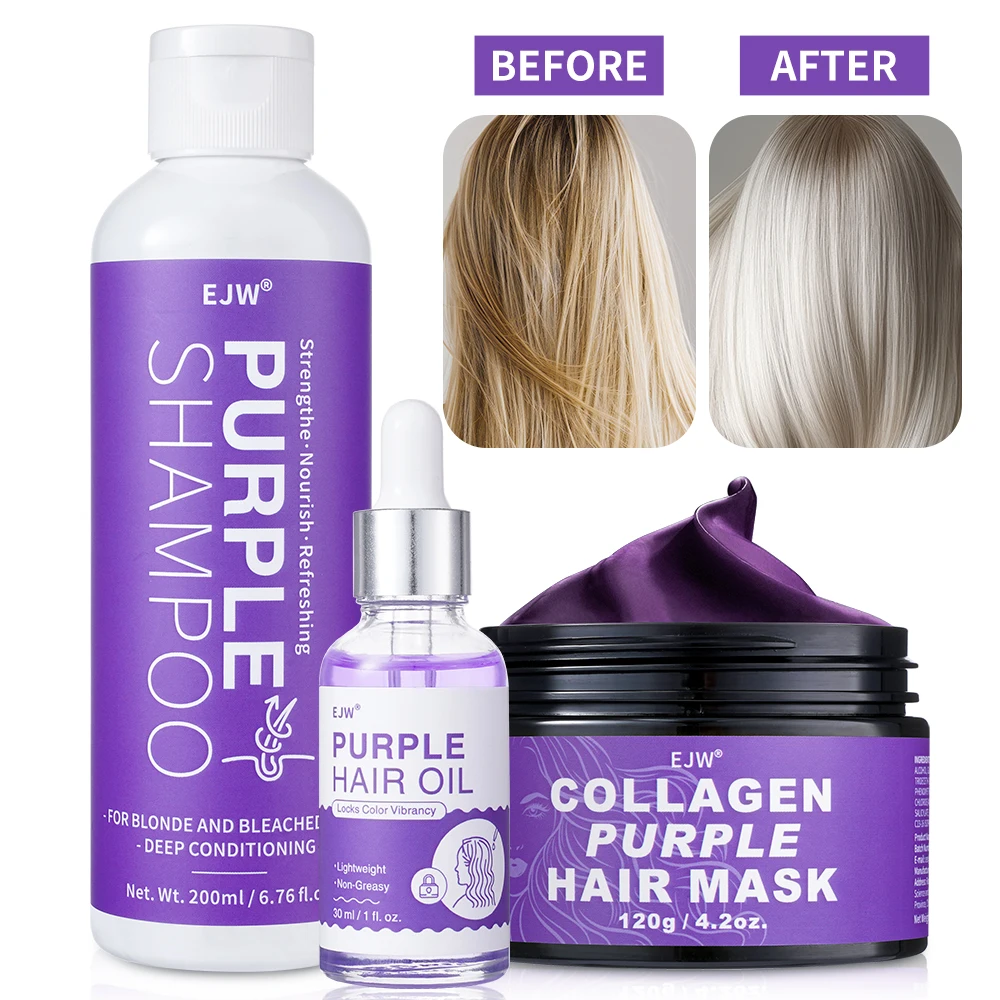 

EJW Purple Shampoo & Conditioner Set, Purple Color Depositing Shampoo for Blondes, Bleached & Grey Hair,Enhances Shine & Brightn