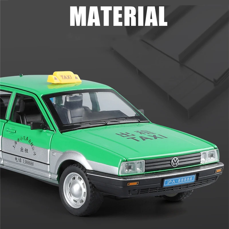 1/24 VW Santana Alloy Taxi Car Model Diecasts Metal City Taxi Vehicles Car Model Simulation Sound Light Collection Kids Toy Gift