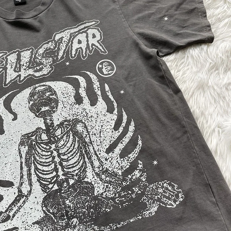 Studios Inner Peace Tee Cotton Skull Printed Short Sleeve T-Shirt Heavy Washed round Neck Youth Fashion Summer 2023