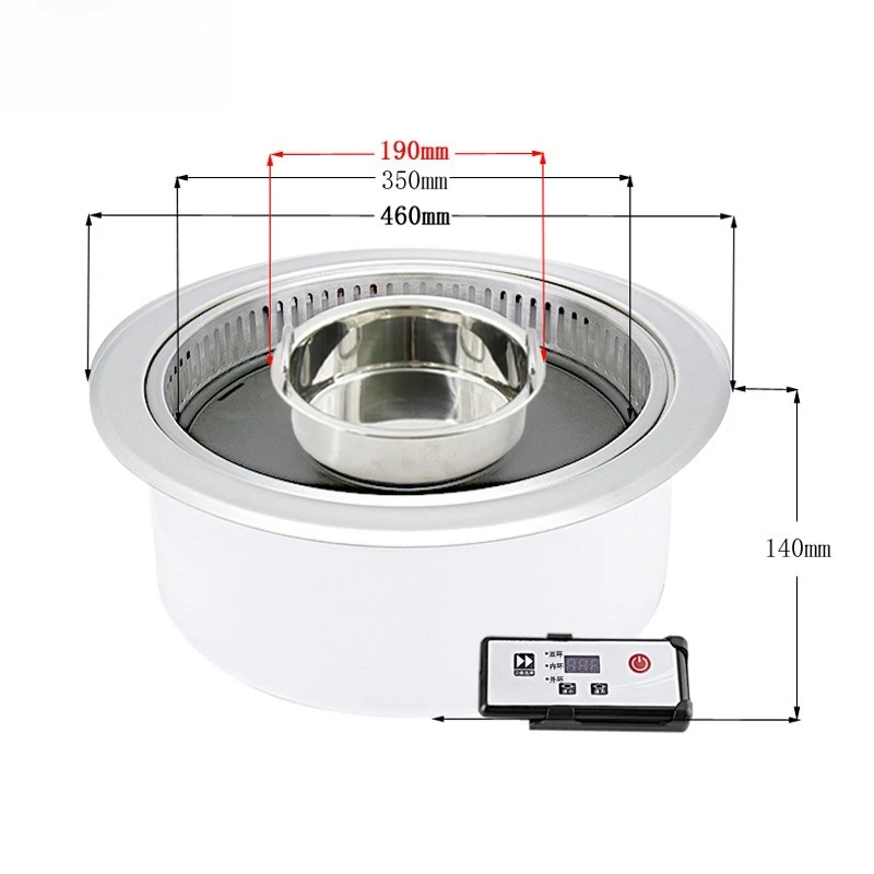 

Electric Hot Pot BBQ Grill Table Set with Hotpot for Korean Restaurant for Korean Barbecue