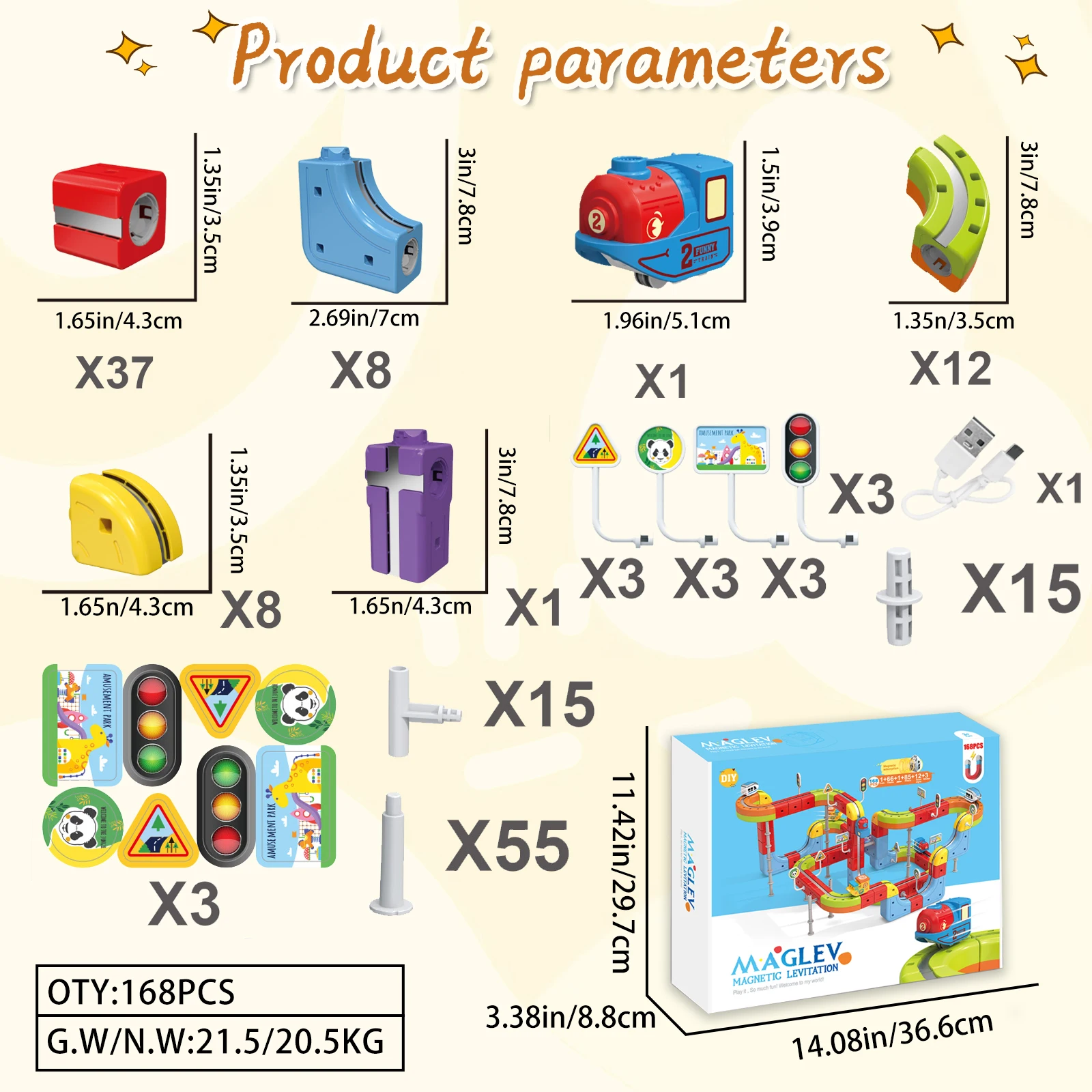 Juego de tren de fusión de vías: riel magnético 3D Infinity de 168 piezas con cubos de vástago mixtos y partidos, juguete mágico flexible de pista de carrera para niños