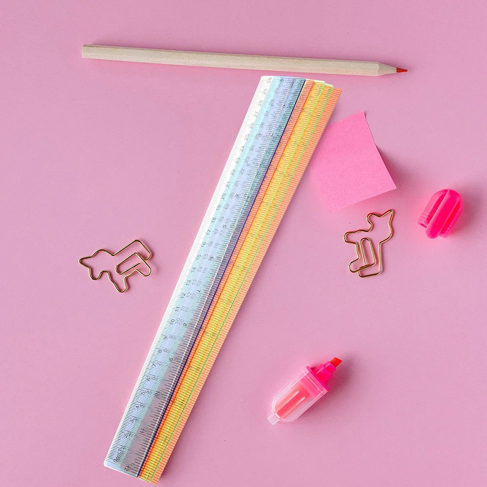 10Pcs Colorful Rulers Multi-Function Measuring Rulers for Students Teachers Portable Lightweight Clear Scale Engraved