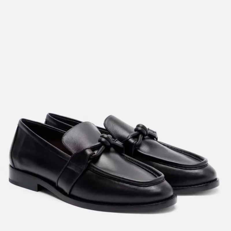 

FrenchBritish Style Metal Buckle Commutingretro One Footleather Single Shoes Forwomen,spring Andsummer Nicheversatile Flat Shoes