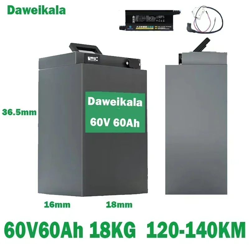 Batterie au lithium pleine capacité pour moto électrique, batterie à haut débit, tricycle, 48V, 60V, 72V, 45Ah, 60Ah, 60Ah