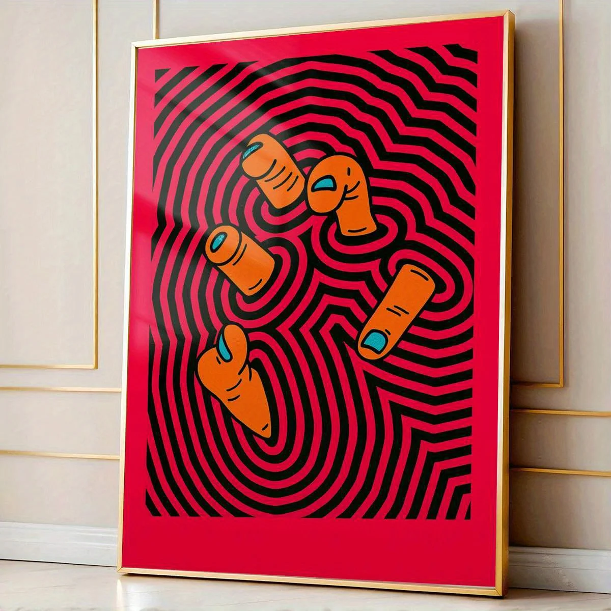 Modern Abstract Finger Art Posters Unframed Minimalist Psychedelic Canvas Prints for Living Rooms, Bedrooms, Bathrooms Decortion