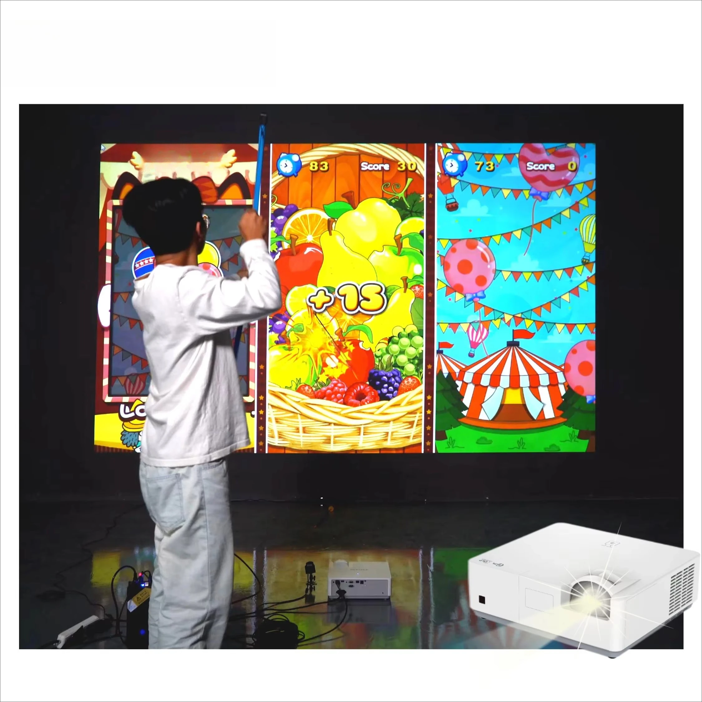Interactive Indoor Playground Advertising Equipment Real-Time Interactive Wall Projection for 10+ Players Three-player Archery