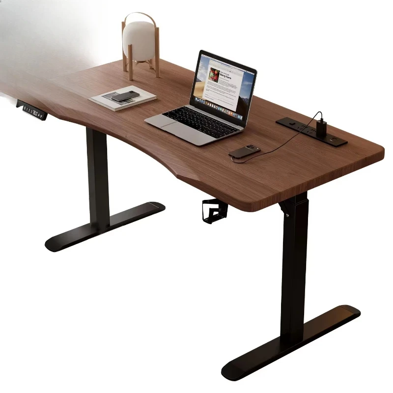 Solid wood electric lifting table Modern family study room computer table Rubber wood electronic sports table Workbench