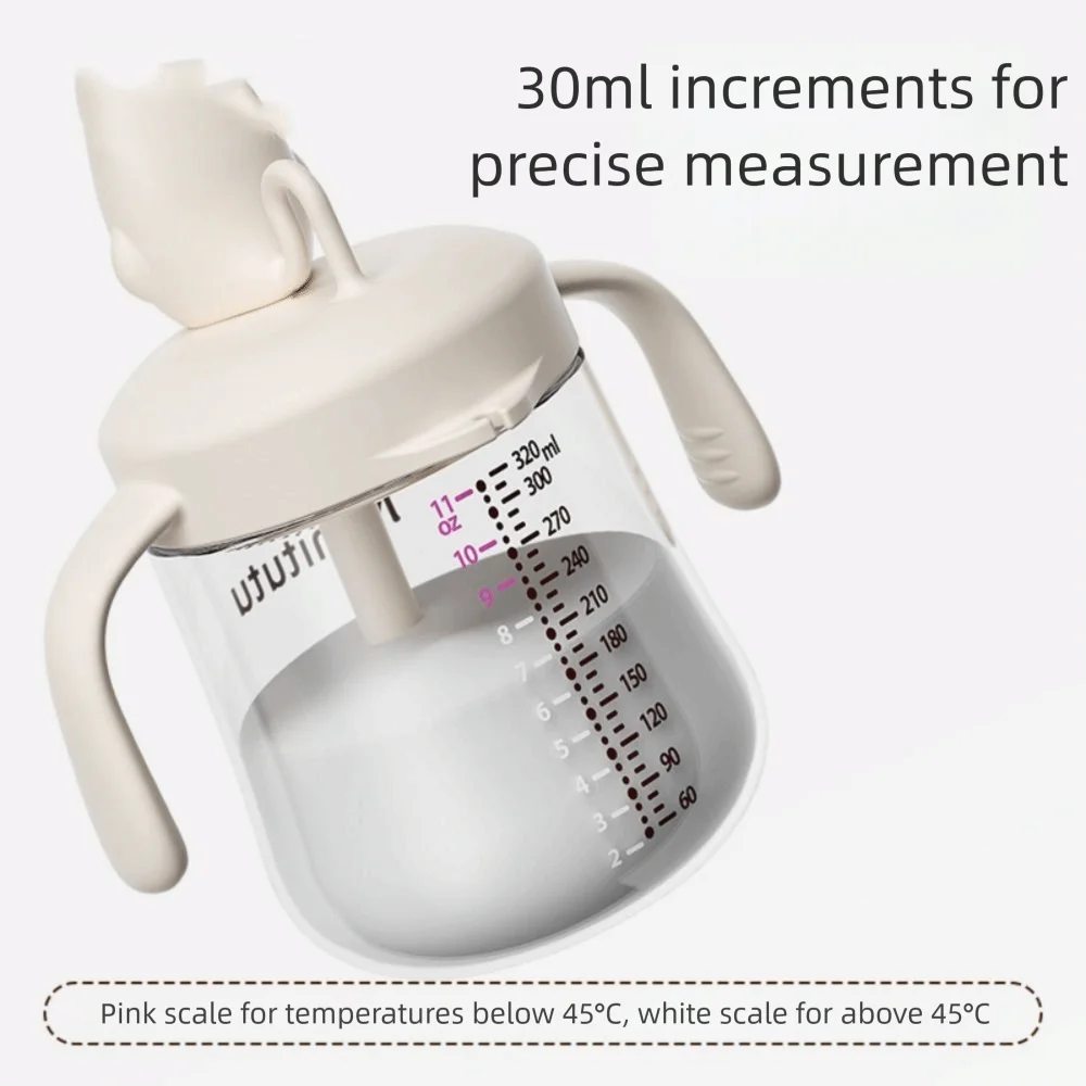 

Slow Flow Nipple Silicone Baby Bottles 320ml Heat-resistant Water Milk Cup with Dust-proof Cover Reusable