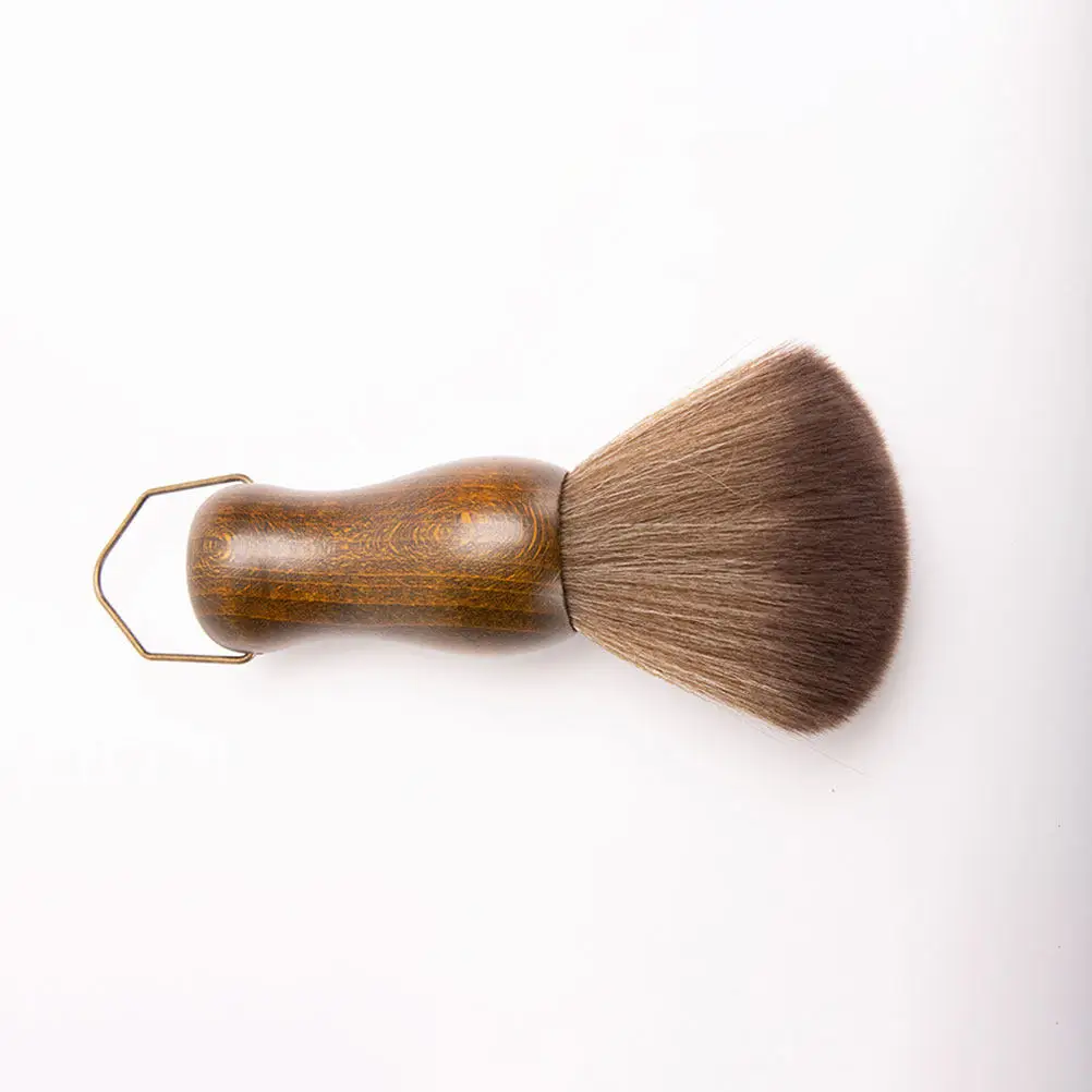 Barber Neck Duster Brush Soft Fiber Hair Cleaning Brush Wooden Handle Hanging Hook Broken Hair Removal Tool Salon Stylist view 5