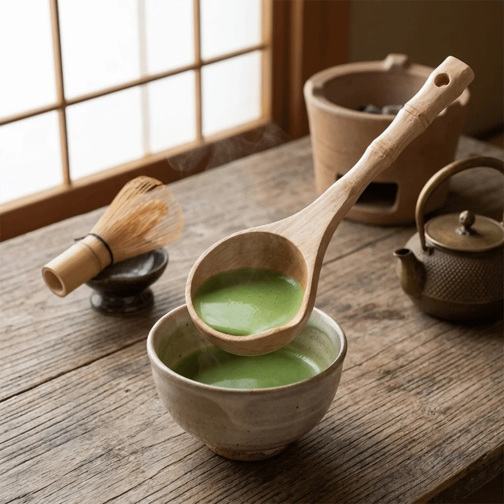Solid Wood Spoon Wood Grain Texture Smooth Polished Soup Spoon Practical Bamboos Joint Segmented Porridge Scoop Food Serving