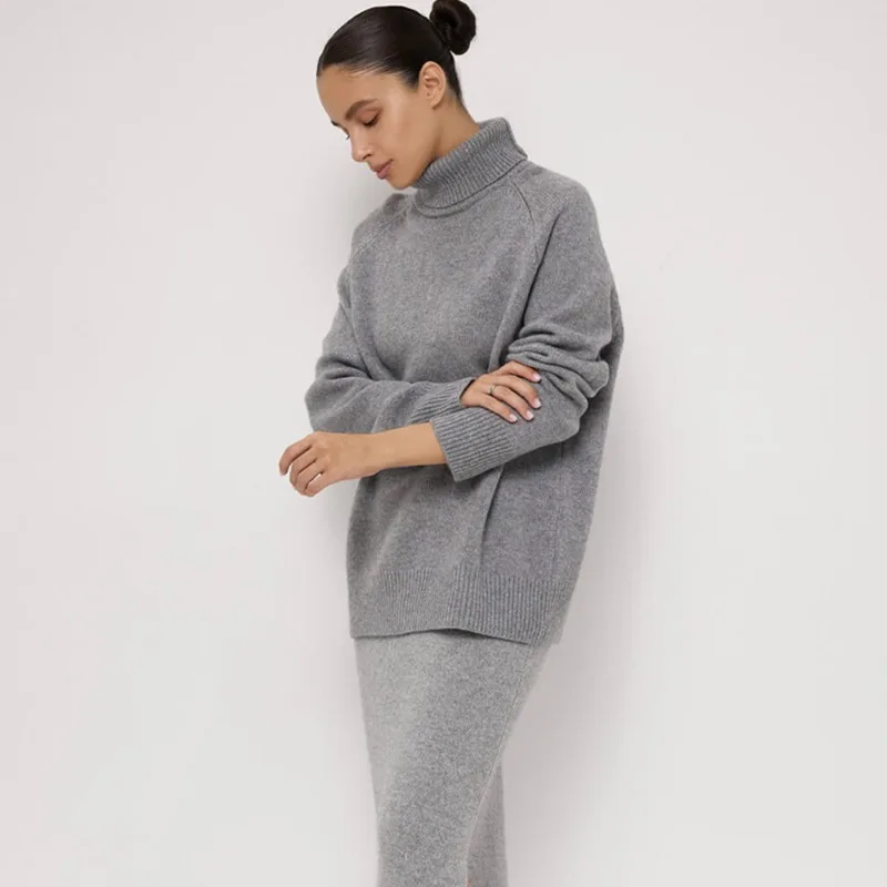 เสื้อสเวตเตอร์คอสูงสำหรับผู้หญิง Talenza รุ่นใหม่ สำหรับฤดูใบไม้ร่วงและฤดูหนาว แบบเรียบง่าย สวมใส่สบาย อุ่นสบาย แฟชั่นสำหรับสาวออฟฟิศ เสื้อถักแบบพื้นฐานสำหรับผู้หญิง