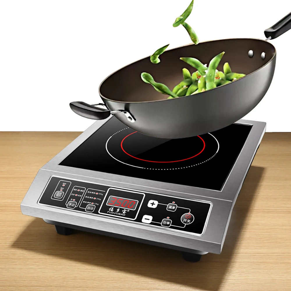 Cuisinière à induction commerciale en acier inoxydable, poêle électromagnétique domestique, haute puissance, 3500W, 220V