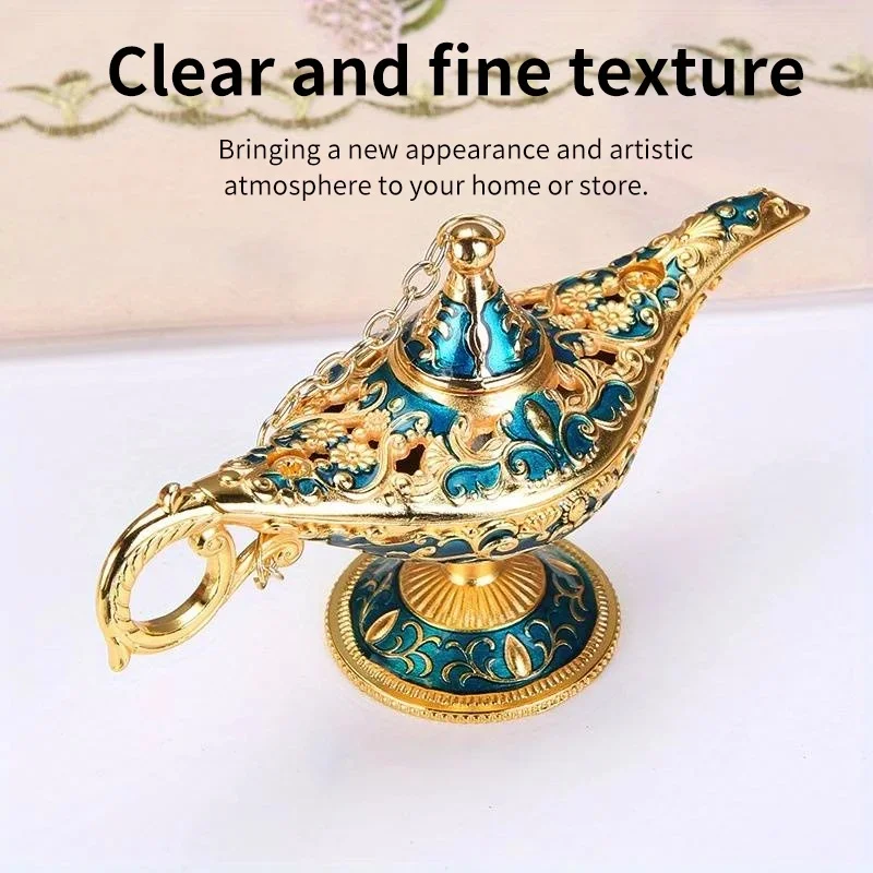 1PCS Aladdin Lamp Decorative Ornament Large European Retro Home Decoration Metal Decoration Russian Ing Lamp Holiday Gift