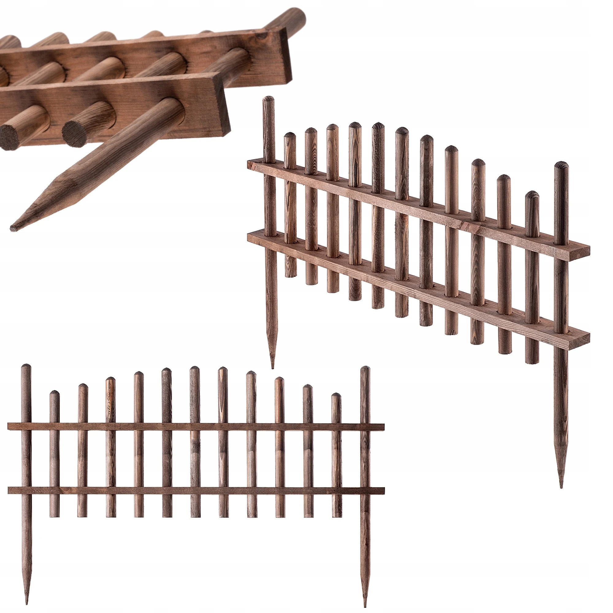 KADmankind-Clôture de jardin en bois, palissade en bois, 85x35cm, bois enrichi