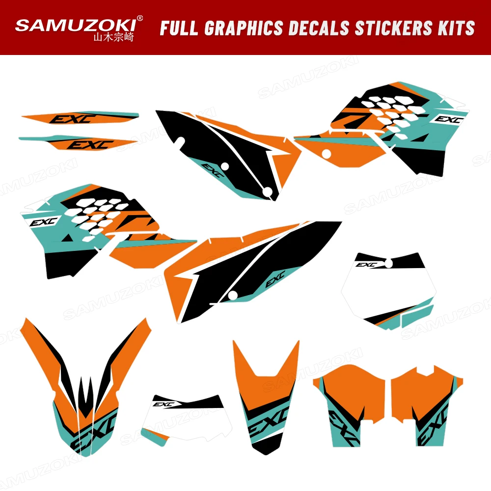 Motorcycle Sticker Graphics Background Decal KIT Decoration Fit for XC-W XCF-W EXC EXCF 2008 2011 125/200/250/300/350/450/530