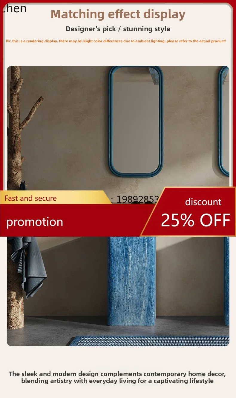 

YFY Minimalist Luxury Stone Style Floor-Standing Blue Art Washbasin Creative Vertical Washstand