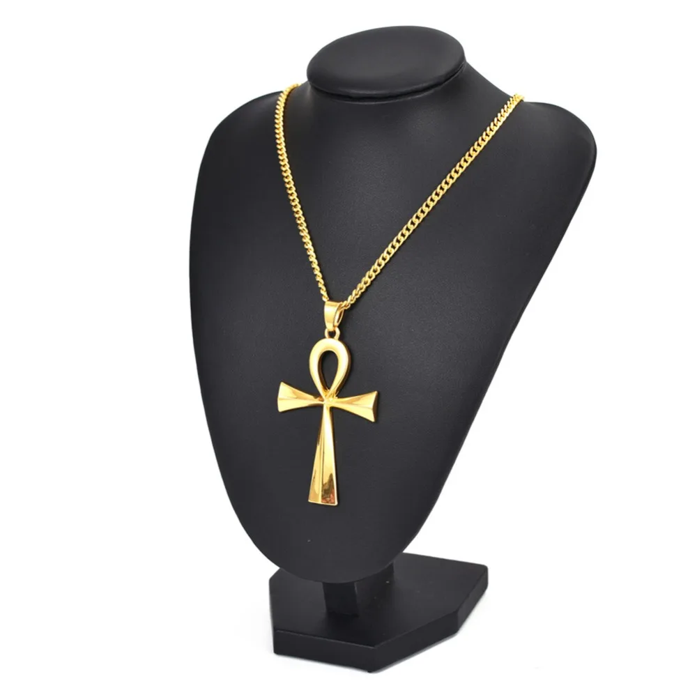 المعلقات الصليب عنخ المصري الذهب اللون الفولاذ المقاوم للصدأ مفتاح الحياة الهيروغليفية قلادة للنساء الرجال مصر مجوهرات هدية 2025