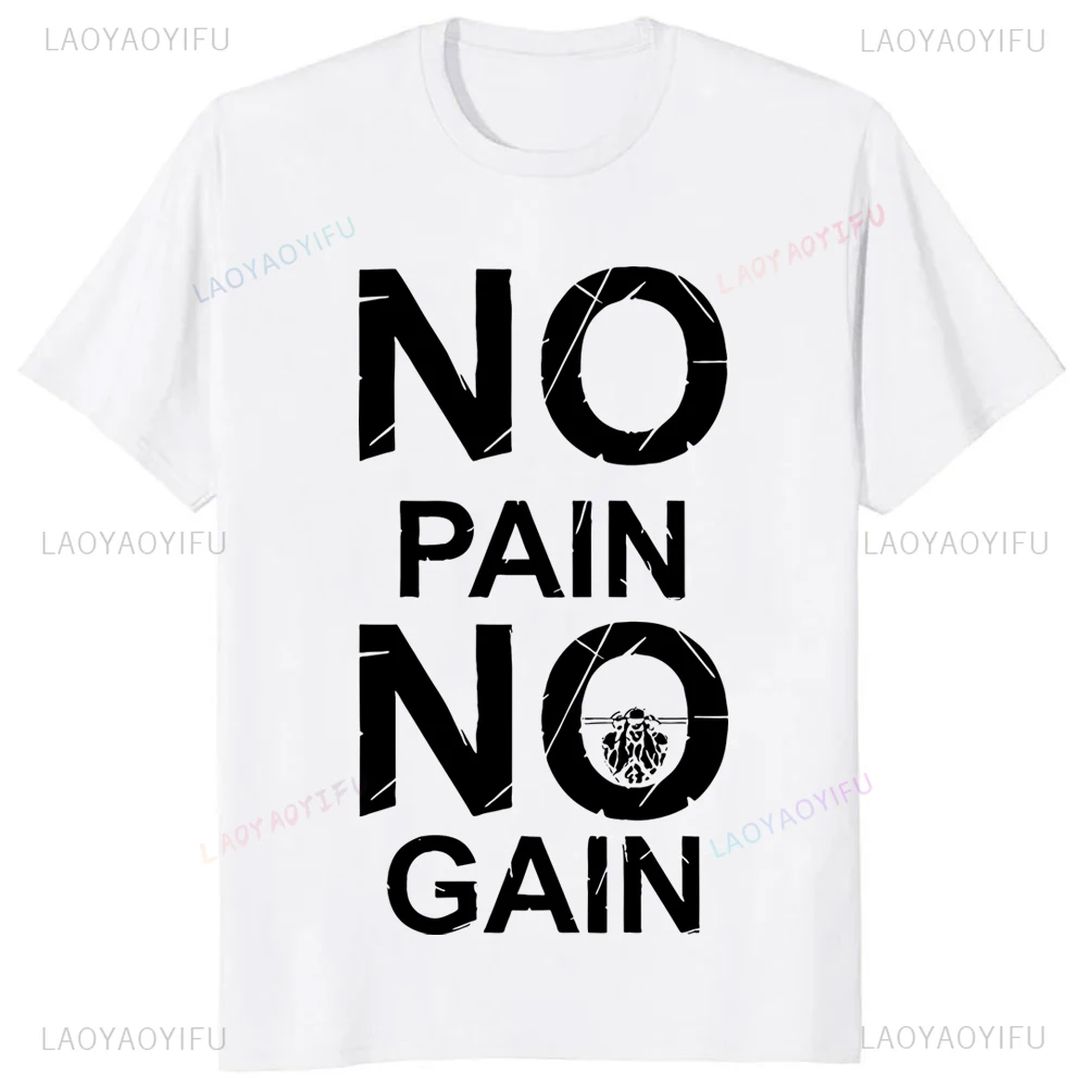 GYM Fitness Weightlifting Deep Squat No Pain No Gain T-shirt Comfort Breathe Biceps Curl Strength Training Tops Fashion Man Tees