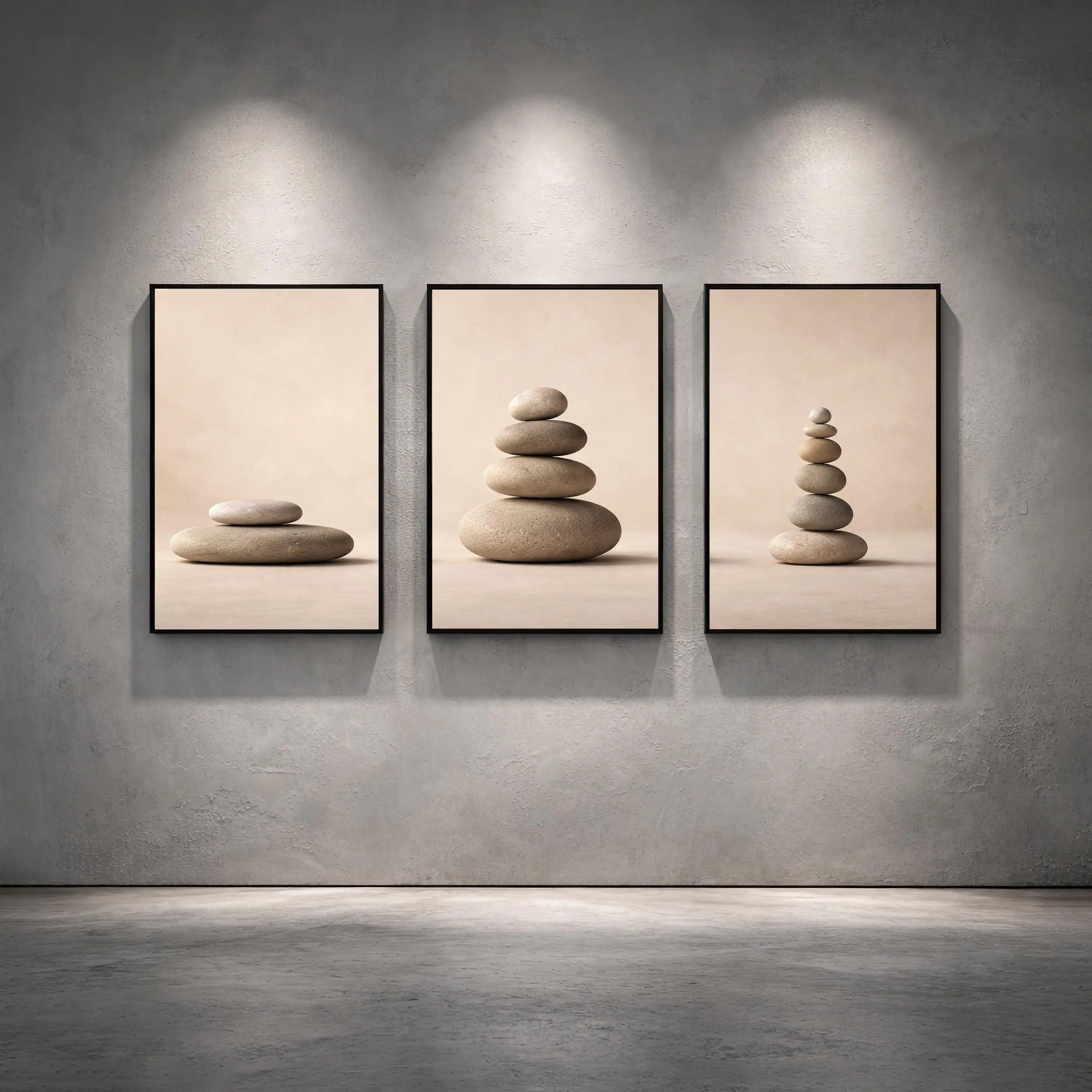 3pcs frameless Canvas Painting 3pcs Nordic Zen-Inspired Balanced Stones Set Print Modern Minimalist Neutral Frameless Poster Can