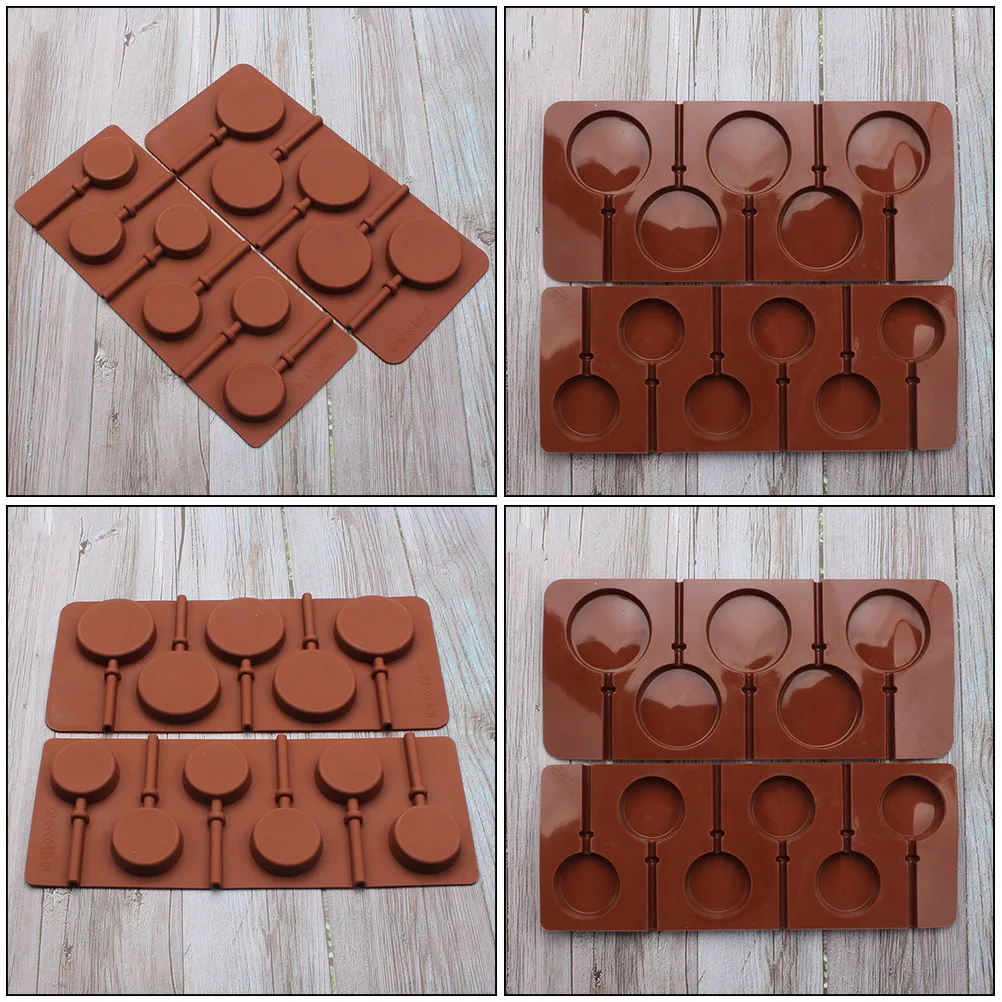 2Pcs RefrigeratorSafe Lollipop Molds Silicone Baking Tools Round Chocolate Making Moulds