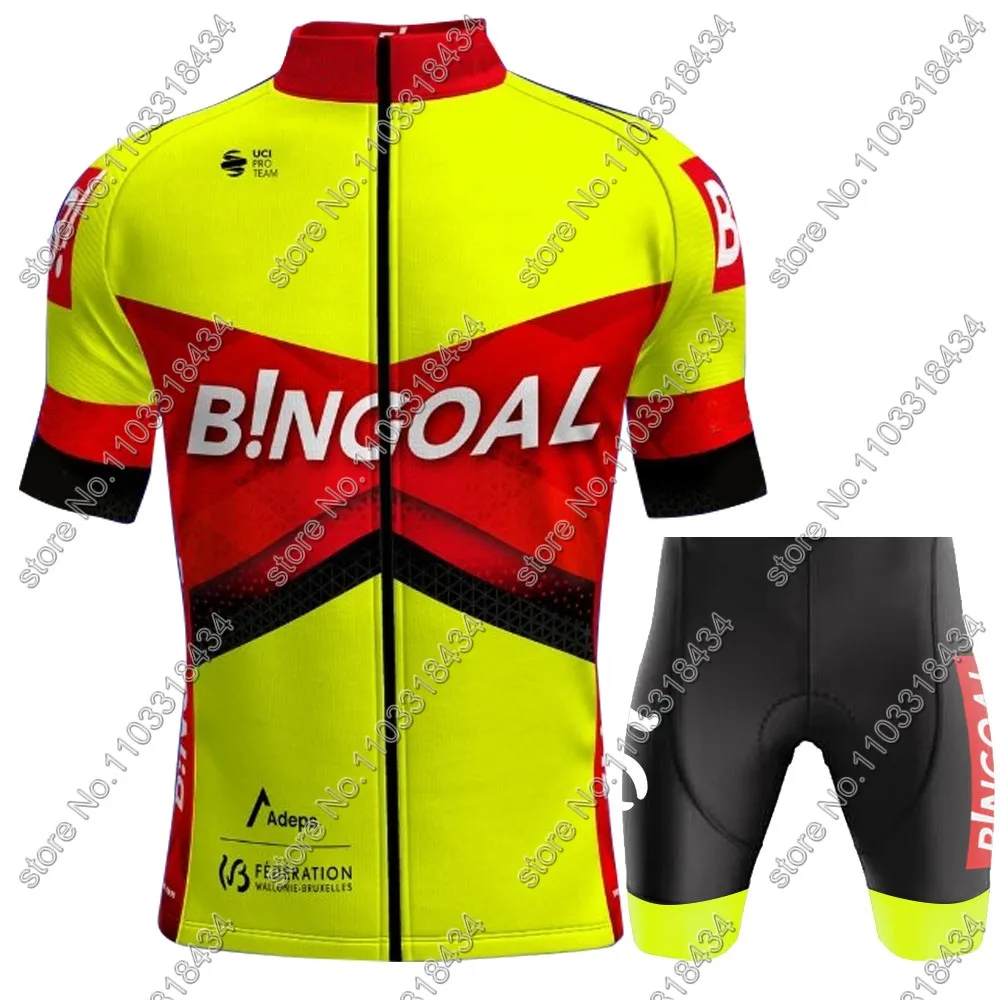 2024 Bingoal WB Cycling Jersey Team Set Short Sleeve Men Belgium Clothing Road Bike Shirts Suit Bicycle Bib Shorts MTB Ropa