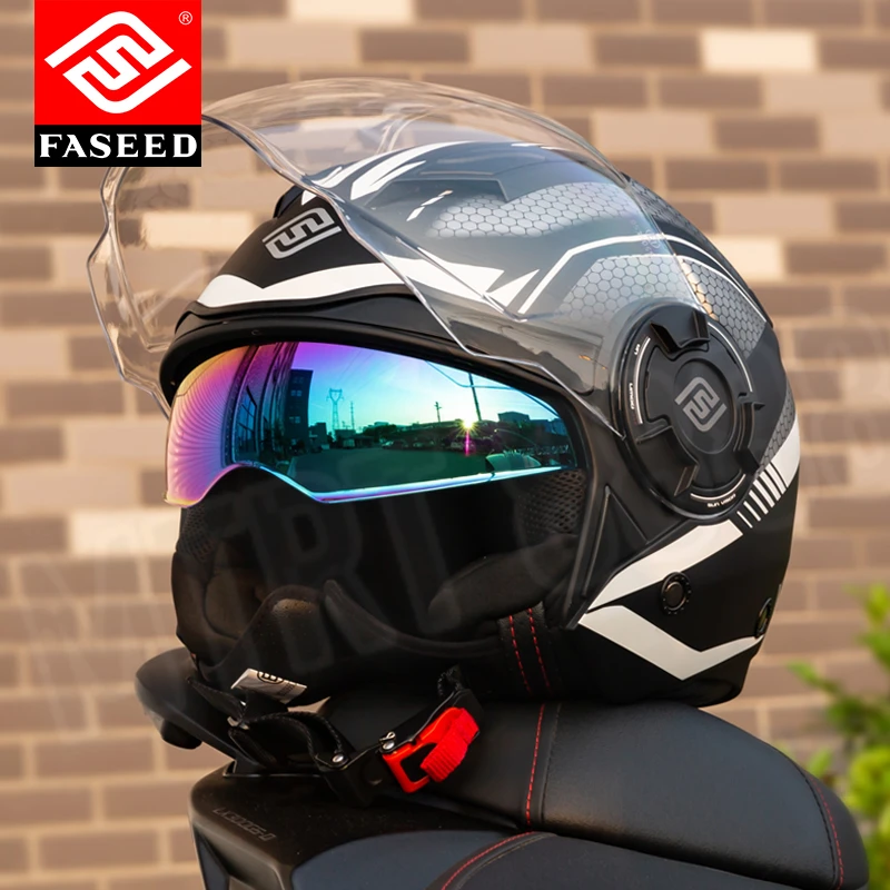Casco de motocicleta con aprobación FASEED ECE Para hombres y mujeres 3/4 Casco de Moto Medio Casco Cascos Para Moto Casco Moto 54-64cm