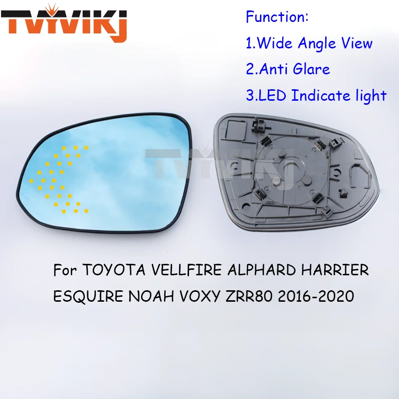 

1 pair Side Rearview Mirror Blue Glass Lens with LED indicator For TOYOTA VELLFIRE ALPHARD HARRIER ESQUIRE NOAH VOXY 2016-2020