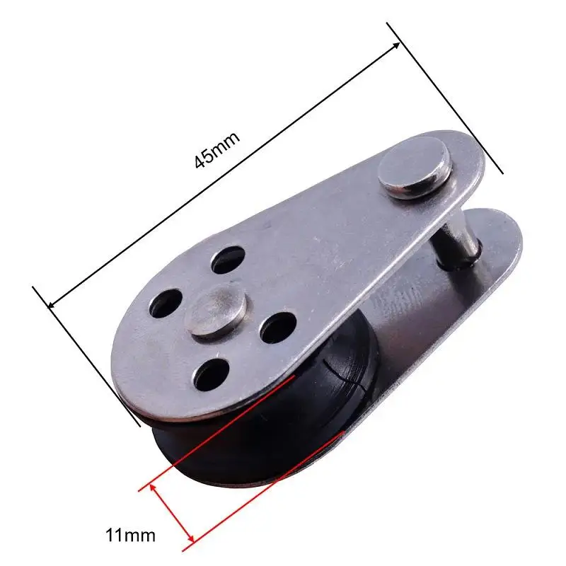 1 Stück 45mm Seilrolle aus 304/316 Edelstahl mit Nylon-Seilhülse und Einzelbefestigungsohle für 2mm bis 8mm Seil – Detail 7