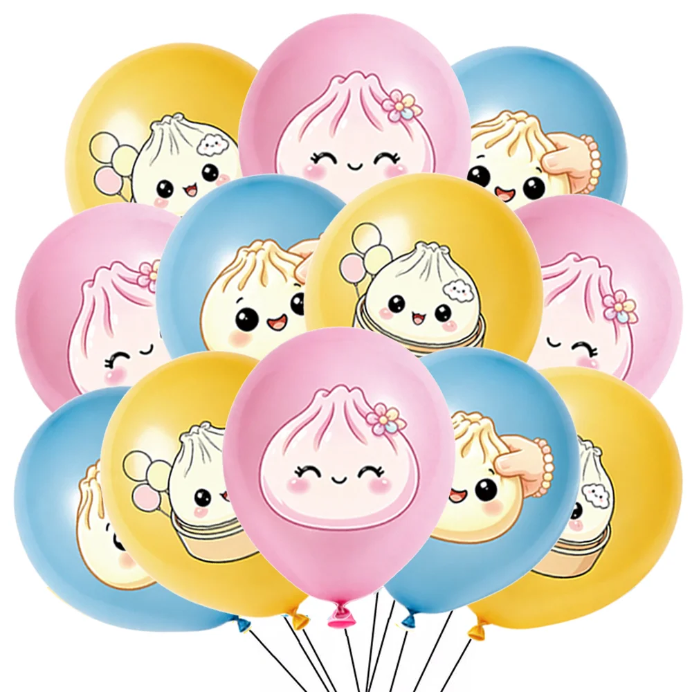 Squishy Dumpling Geburtstagsparty-Dekorationsset Einweg-Tischgeschirr Becher Teller Serviette Geschenktüte Banner Hintergrund Kinderparty-Zubehör – Detail 13