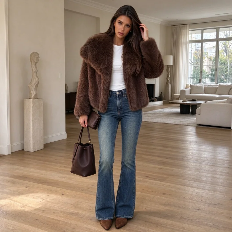 Women Coats Faux Fur Jackets Turn Down Collar Coat Loose Thick Warm Y2k furry Open Stitch Full Sleeve Elegant Work Casual 2026 6