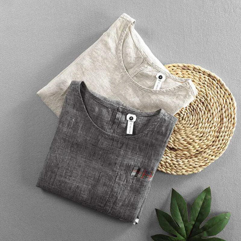 Summer Thin Tie Dye Short Sleeve Men O Neck T Shirts Fashion Pocket Spliced Cotton And Linen Loose 2xl Oversized Clothing Daily