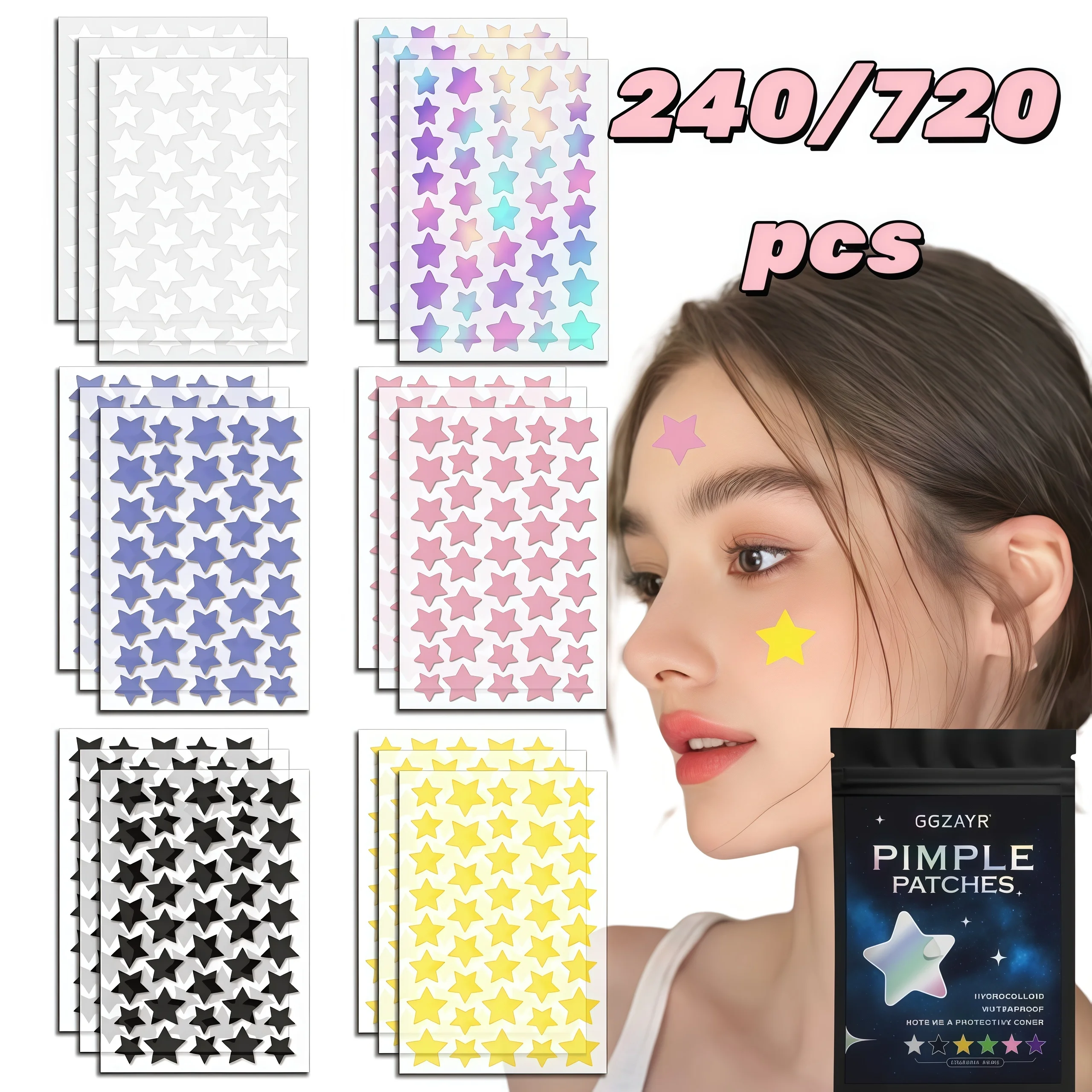 240/720pcs Gentle Skin-Friendly Acne Patches Hydrocolloid Invisible Pimple Cover Zit Blemish Treatment