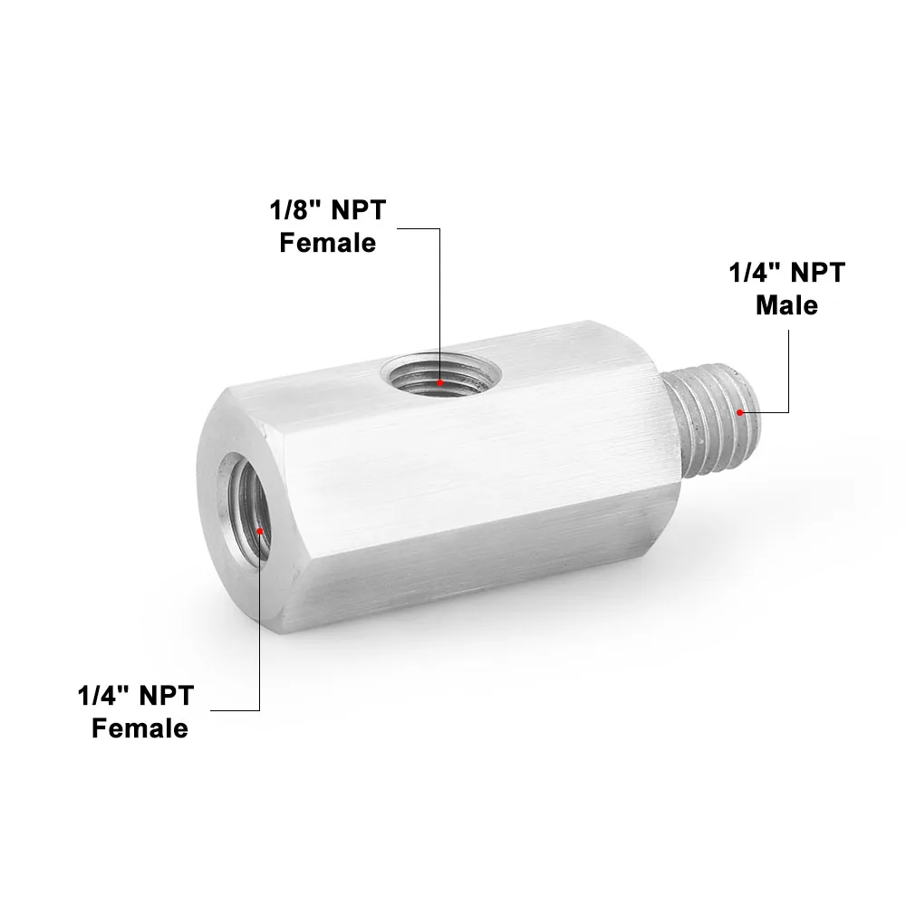Edelstahl-Seiten löcher 1/8 "npt Buchse bis m12 m10 m14 1/8npt 1/4npt Öldrucksensor-Anschluss Zuleitung Manometer T-Adapter – Detail 6