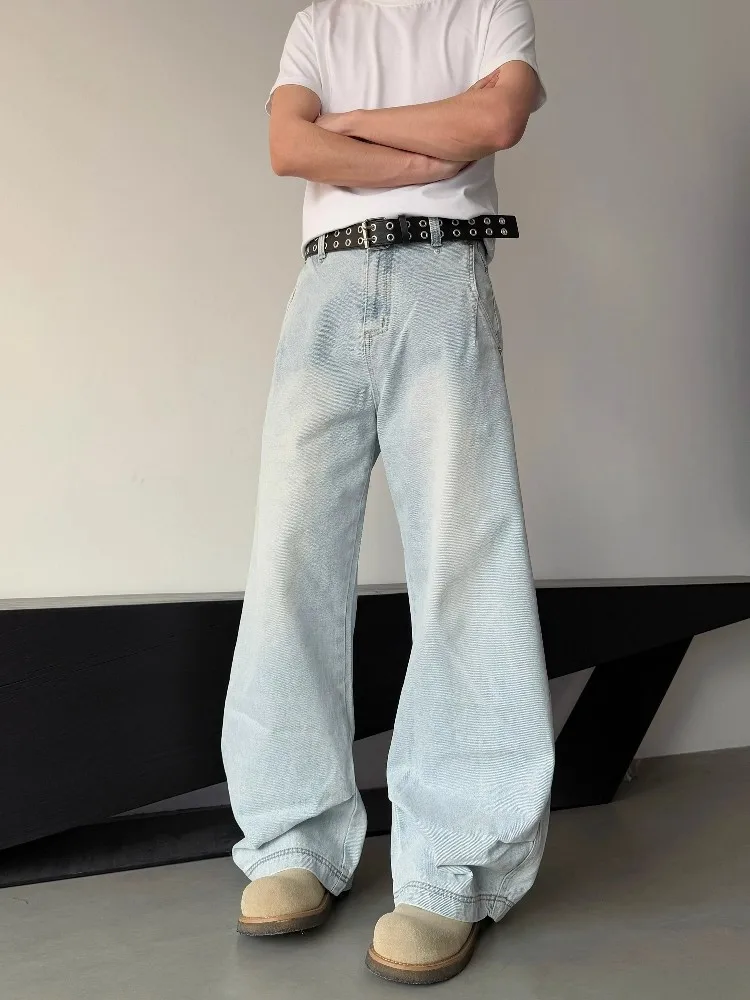 

Американские ретро-джинсы Cleanfit с эффектом стройности, мужские свободные повседневные широкие брюки, модные молодежные джинсы