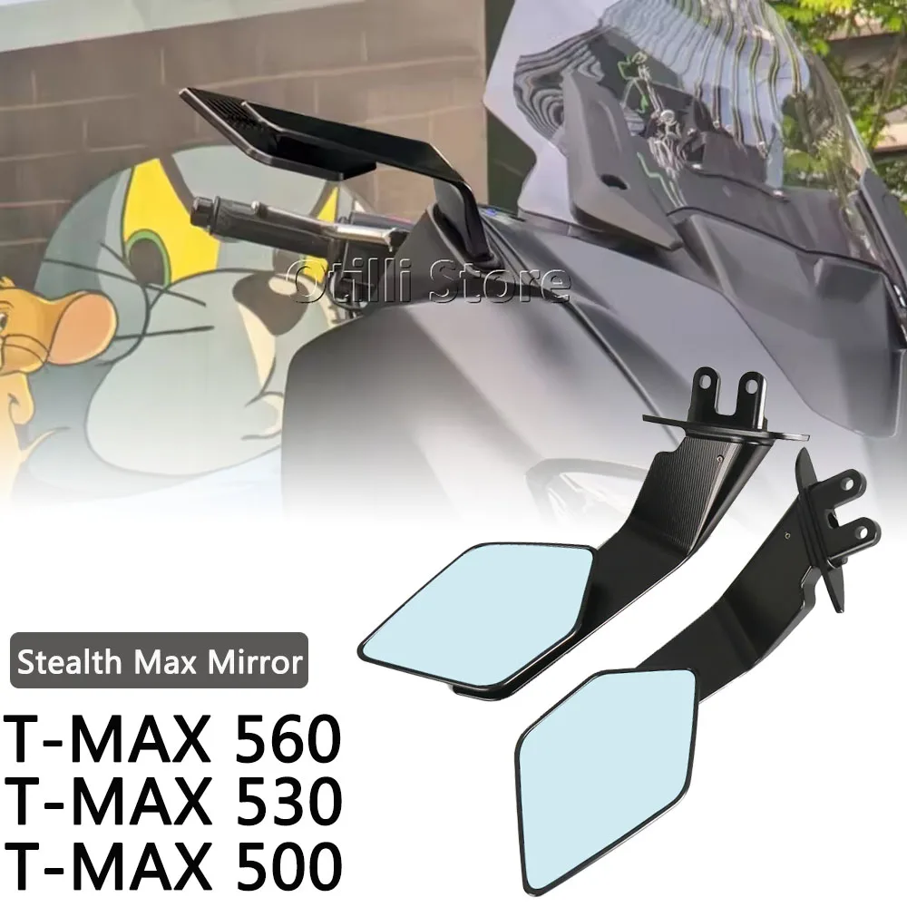 

T-MAX 560 New Stealth Max Mirror Adjustable Motorcycle Accessories Side Rearview Mirrors For Yamaha T-MAX 530 T-Max 500 T-Max560